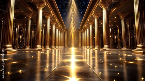 Wallpaper Mural Royal palace interior with golden and blue decor, detailed ornate pillars, elegant tapestries, luxurious yet mystical ambiance, perfect fantasy backdrop Torontodigital.ca