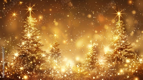 Gold glitzernder Hintergrund fÃƒÂ¼r Banner und als Grundlage fÃƒÂ¼r Text und Produkte zum Thema Weihnachten, Feiern oder Geburtstag. Romantischer Sternenhimmel Illustration. photo