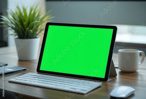 Modern Workspace with Tablet and Accessories