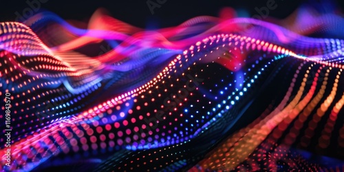 A bright vibrant display of colorful light waves fading into the background.