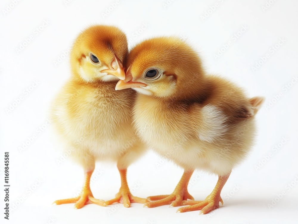 Fototapeta premium Cute baby chicks playing together.