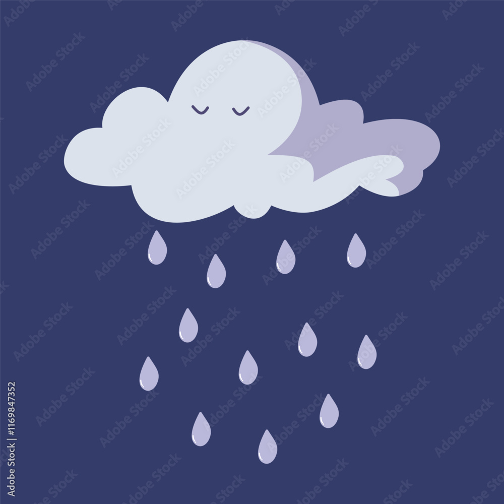 cute cloud with raindrops or rainy cloud for decoration cute cloud with raindrops or rainy cloud for decoration