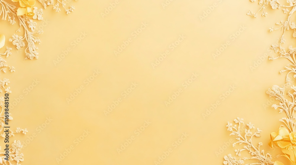 Pale Yellow Floral Frame Background Design Pale Yellow Floral Frame Background Design