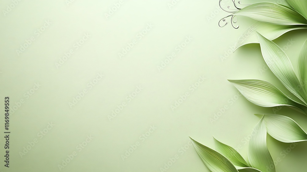 Fototapeta premium Elegant Green Leaves on a Textured Background