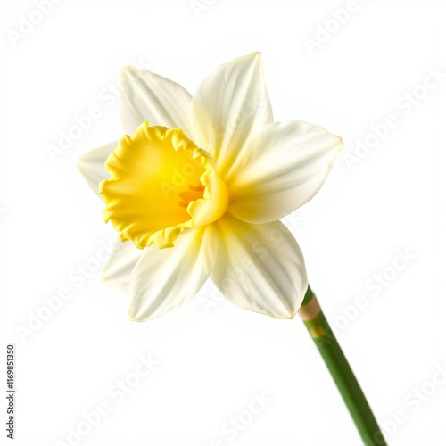 Beautiful daffodil flower clpart, with isolated on white background 