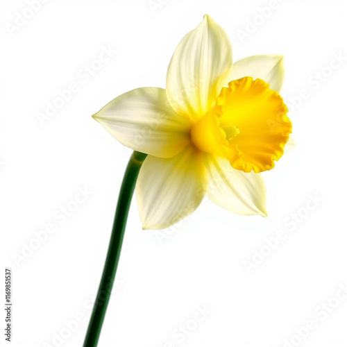 Beautiful daffodil flower clpart, with isolated on white background 