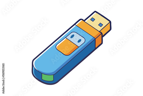 Colorful cartoon USB flash drive icon illustration for digital storage and data transfer, isolated on white background