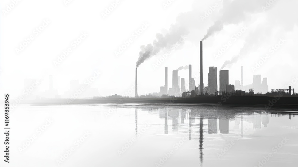 Obraz premium Industrial Emissions Against a High-Contrast Background