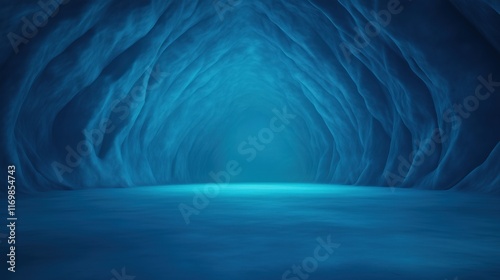 3D Rendered Image of Mystical Cave with Undulating Blue and Turquoise Surf for Natural Scenes and Design Concepts photo