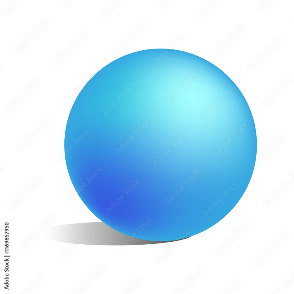 Blue sphere icon. Gradient round shape. Minimalistic blue circle. Vector design element.