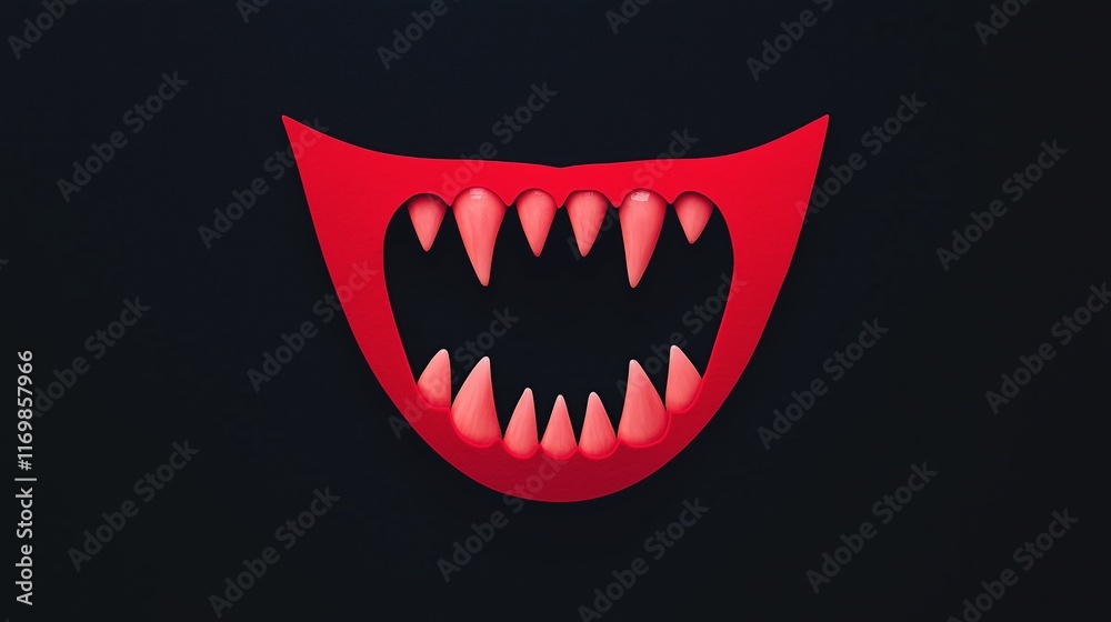 Red Vampire Fangs On Black Background Symbolizing Horror And Halloween Night, Emphasizing A Scary And Mysterious Atmosphere With Sharp Teeth Design For Spooky Holiday Themes Red Vampire Fangs On Black Background Symbolizing Horror And Halloween Night, Emphasizing A Scary And Mysterious Atmosphere With Sharp Teeth Design For Spooky Holiday Themes