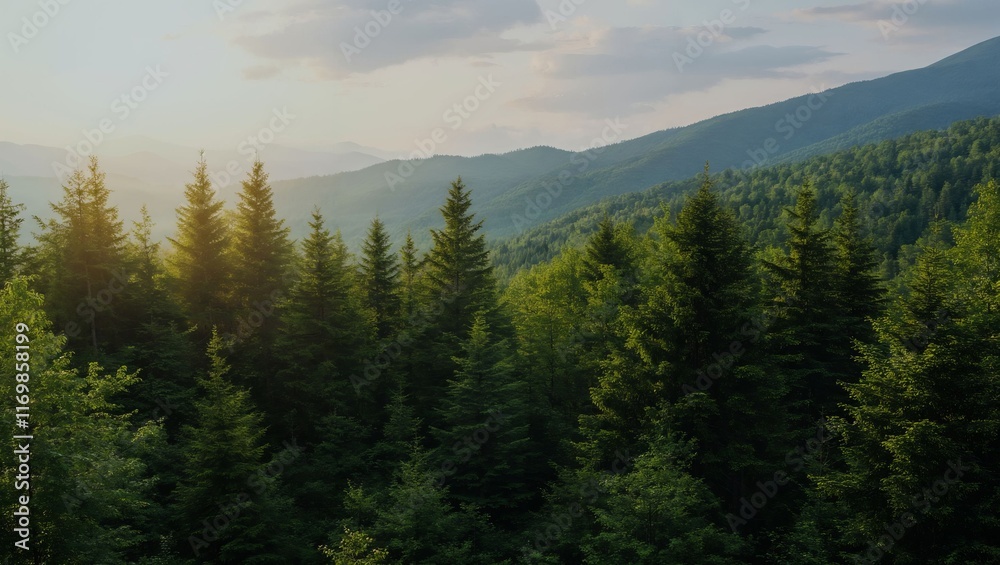 Breathtaking Landscape of Verdant Hills and Mysterious Mountains Illuminated by Golden Sunlight in a Serene Sunset Exploration of Nature's Beauty and Tranquility Breathtaking Landscape of Verdant Hills and Mysterious Mountains Illuminated by Golden Sunlight in a Serene Sunset Exploration of Nature's Beauty and Tranquility