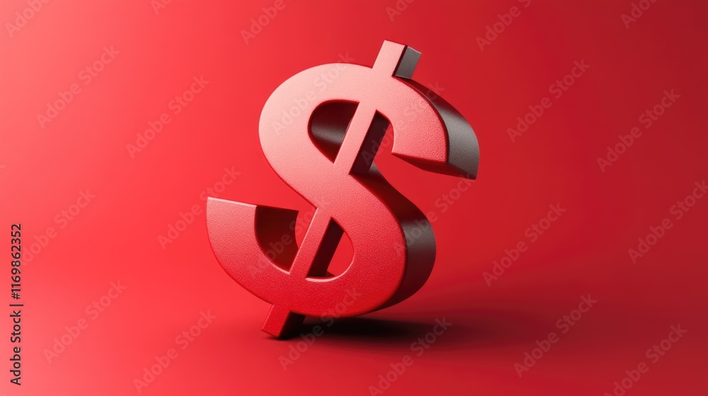 Red background with money symbol in front Red background with money symbol in front