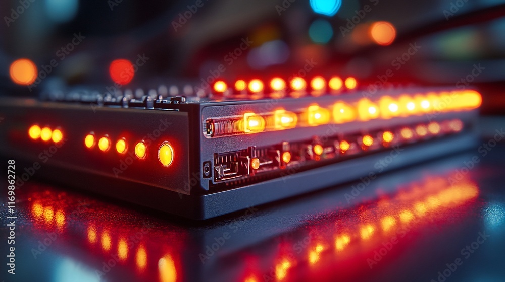 Illuminated Technological Device With Amber Lights Illuminated Technological Device With Amber Lights