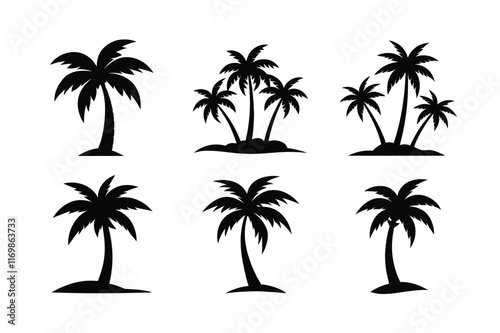 Coconut Tree Vector Silhouettes Tropical Designs for Creative Projects