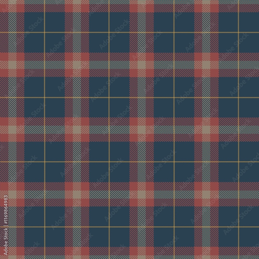 Obraz premium Tartan seamless pattern, brown and navy blue, can be used in fashion design. Bedding, curtains, tablecloths 