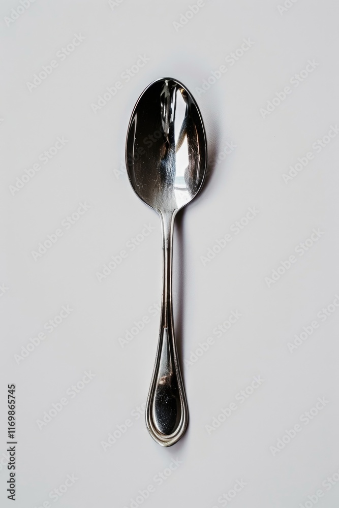 Silver spoon partially submerged in water. Silver spoon partially submerged in water.