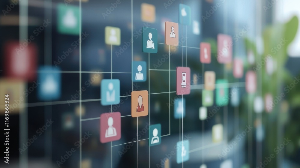 Fototapeta premium Icons Representing Team Collaboration and Meetings