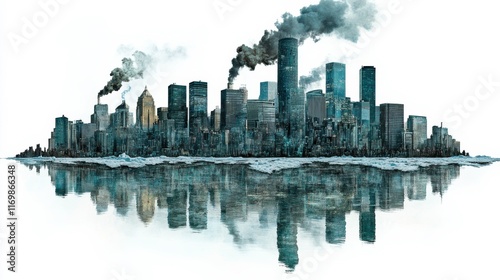 Vibrant Urban Scene Highlighting Climate Change Impacts