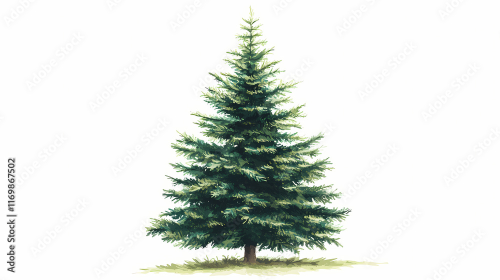 Fototapeta premium Christmas tree isolated on white. Evergreen. Illustration