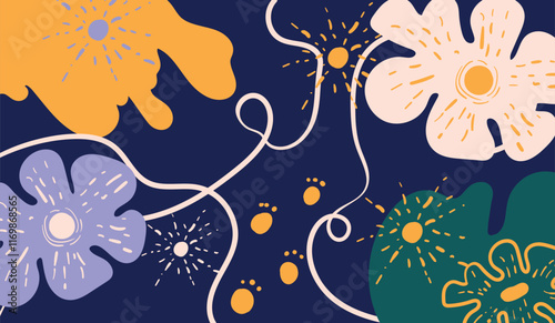 Design banner frame flower Spring background with beautiful. flower background for design. Colorful background with tropical plants. Place for your text.