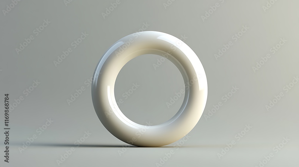 Abstract White Torus: Minimalist 3D Render of a Smooth, Circular Form