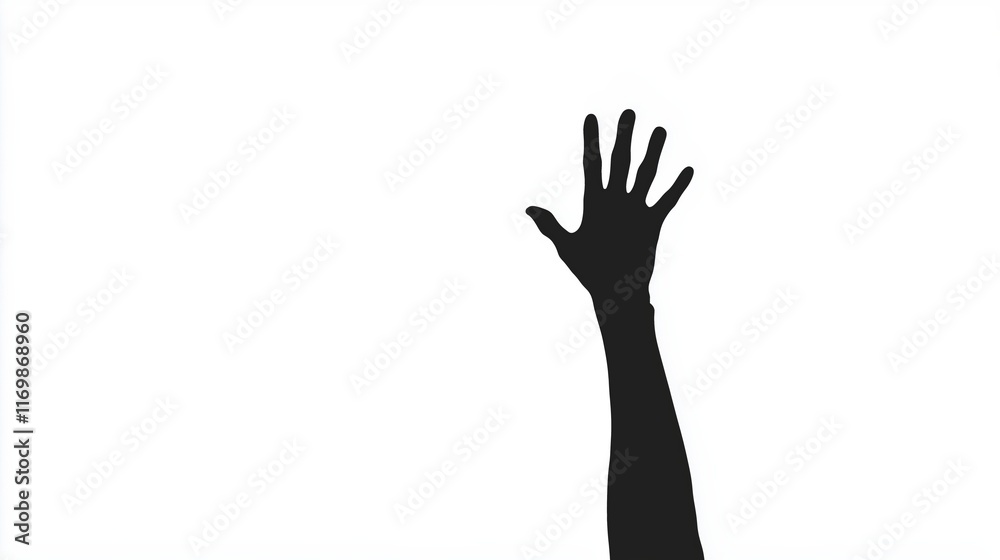Silhouette of a Zombie Hand on White Background for Halloween or Horror Design and Dramatic Illustrations Silhouette of a Zombie Hand on White Background for Halloween or Horror Design and Dramatic Illustrations