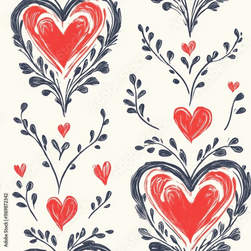 Repetitive heart pattern seamless background for Valentine’s Day fabric gift wrapping paper design
