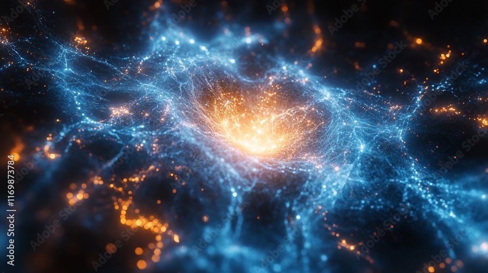 Fototapeta premium Abstract Blue And Orange Energy Field Flowing