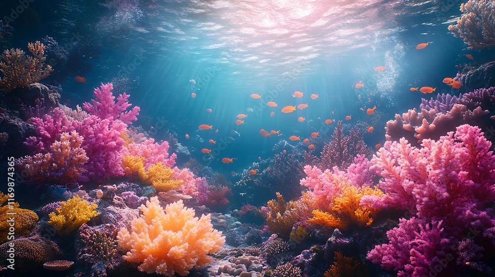 Obraz premium Exploring vibrant coral reefs underwater ocean nature photography