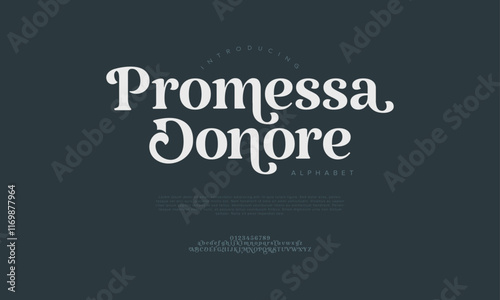 Promessa typography beauty fashion elegant minimalist serif italic fonts decorative wedding vintage retro logos. Minimal luxury font alphabet logo. Vector illustration