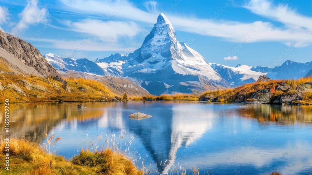 Naklejka premium Autumn Panorama of Mountain Landscapes