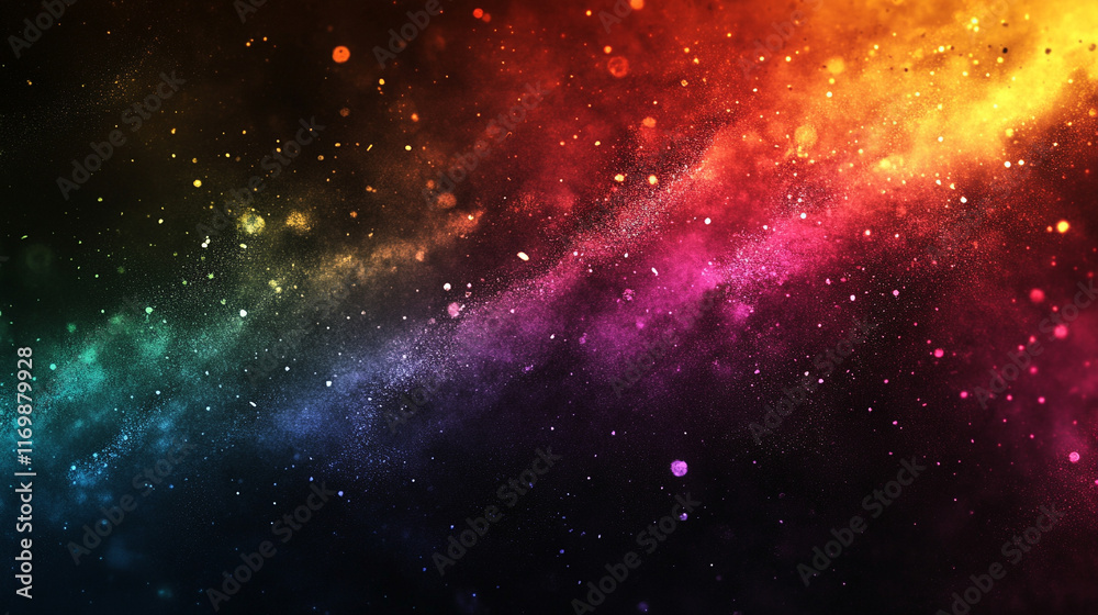 Blur colorful warm rainbow light leaks on black background with dust texture creating a defocused abstract retro film analog effect perfect for overlay or screen filter use
Blur colorful warm rainbow light leaks on black background with dust texture creating a defocused abstract retro film analog effect perfect for overlay or screen filter use