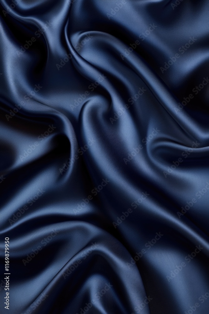 Blue fabric with a pattern of waves. The fabric is smooth and shiny. The waves are in different sizes and are arranged in a way that creates a sense of movement Blue fabric with a pattern of waves. The fabric is smooth and shiny. The waves are in different sizes and are arranged in a way that creates a sense of movement