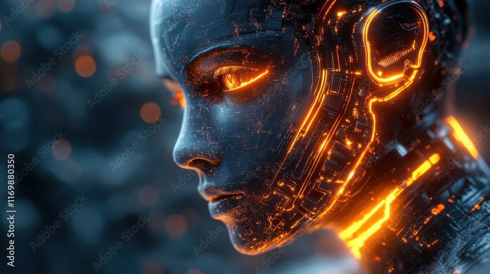 Glowing Circuits: An AI's Serene Gaze Glowing Circuits: An AI's Serene Gaze
