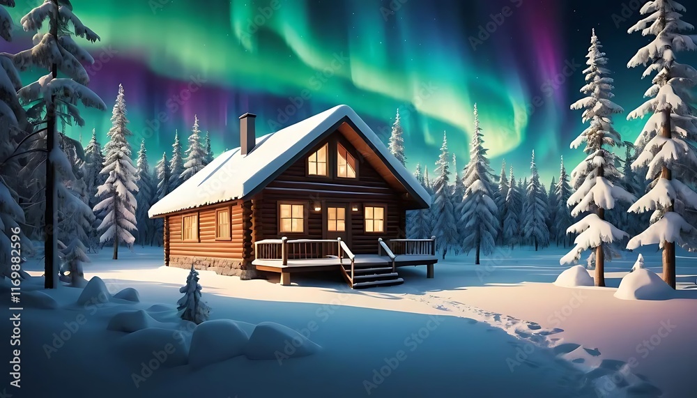 A Cozy Log Cabin Underneath the Aurora Borealis A Cozy Log Cabin Underneath the Aurora Borealis