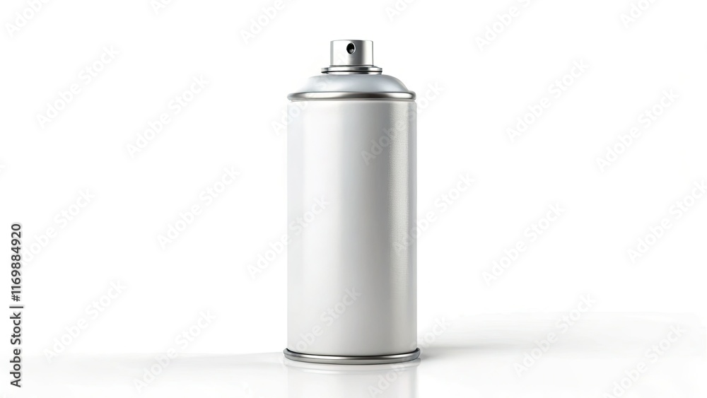 Clean, white background showcases a blank aerosol can, perfect for fashion and graphic design mockups. Clean, white background showcases a blank aerosol can, perfect for fashion and graphic design mockups.