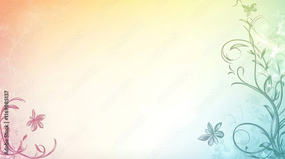 Pastel Floral Background With Delicate Flowers And Vines Pastel Floral Background With Delicate Flowers And Vines