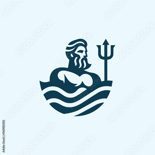 Wave poseidon god logo