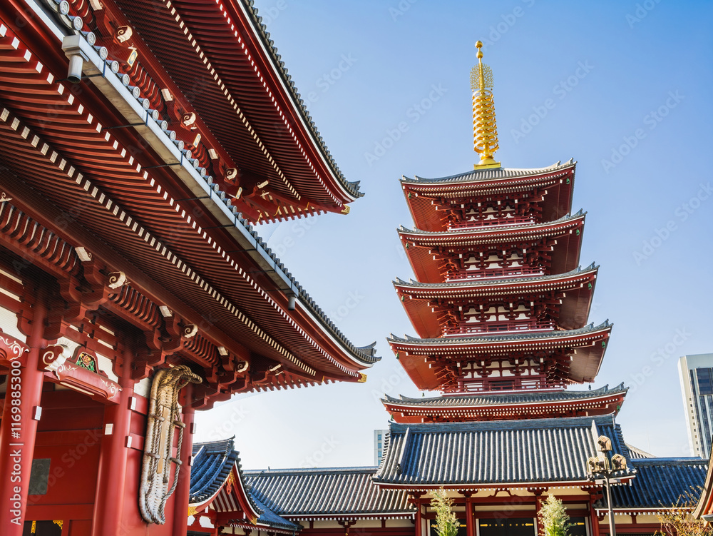 浅草寺 宝蔵門と五重塔