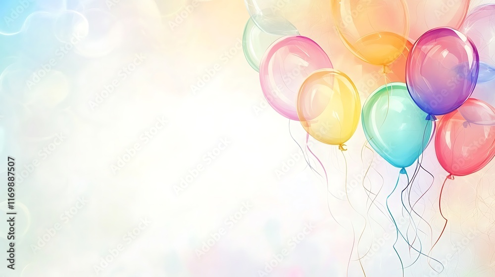 Colorful Balloons Floating in a Bright Background Colorful Balloons Floating in a Bright Background