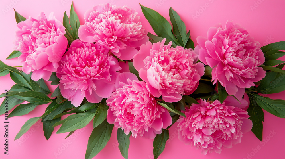 Pink Peonies Floral Composition for Mother's Day Card Design Pink Peonies Floral Composition for Mother's Day Card Design
