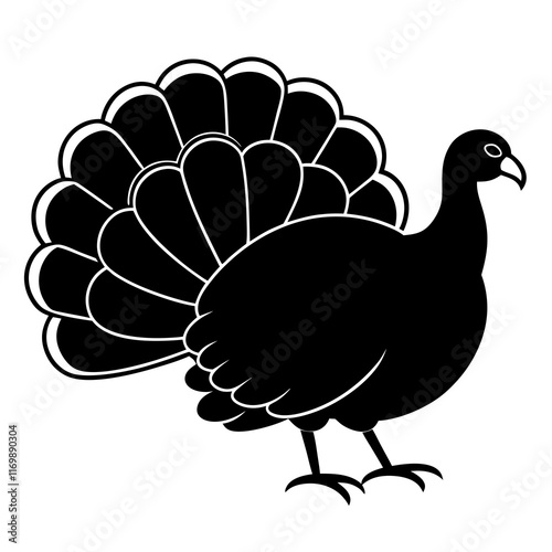 Simple Black Thanksgiving Turkey Silhouette on White Background photo