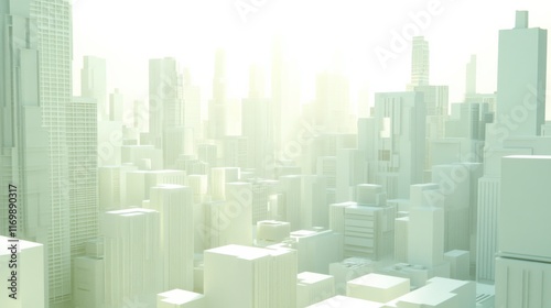 Bright 3D Cityscape with Detailed Textures and Light Effects #1169890317