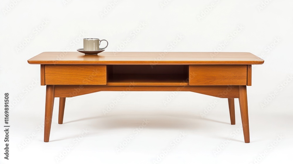 Mid-century modern coffee table, studio shot, simple background, home decor Mid-century modern coffee table, studio shot, simple background, home decor