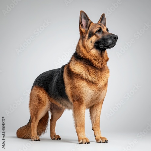 Majestic German Shepherd Standing Proud with Alert Expression