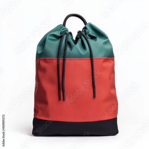 Stylish Two-Tone Drawstring Backpack in Red and Green Colors
