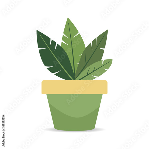 A potted houseplant. A hand-drawn indoor flower isolated on a white background. Vector illustration.