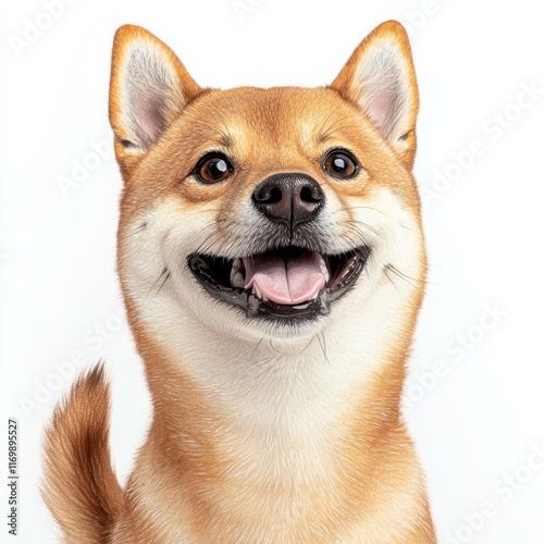 Happy Shiba Inu Dog with Bright Smile Posing for the Camera