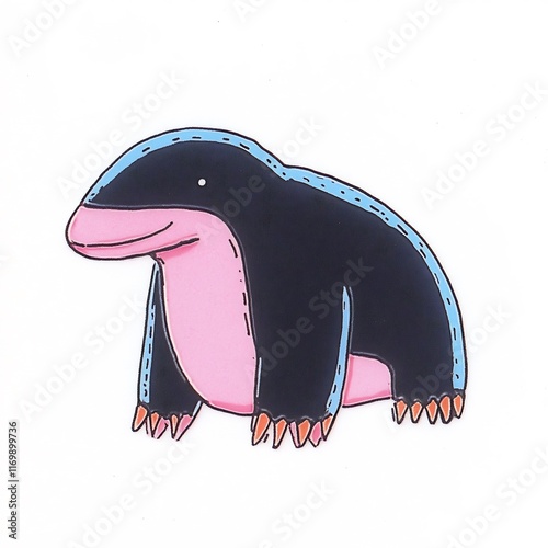 Charming Hand-Drawn Illustration: A Playful Mole Poses Against a White Background. AI Generated photo